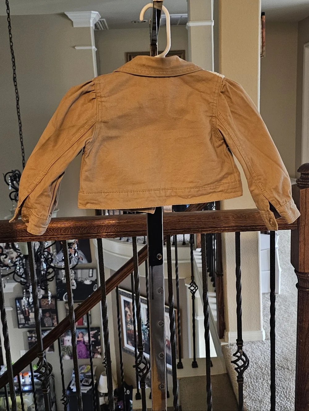 Daisy Fuentes Cropped Tan Jacket with Crochet Yoke